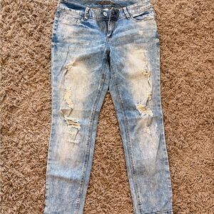 Maurices Light Blue Distressed Ankle Jeans